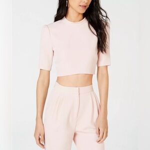 Leyden Mock-Neck Pink Crop Top Size Large New 🌸